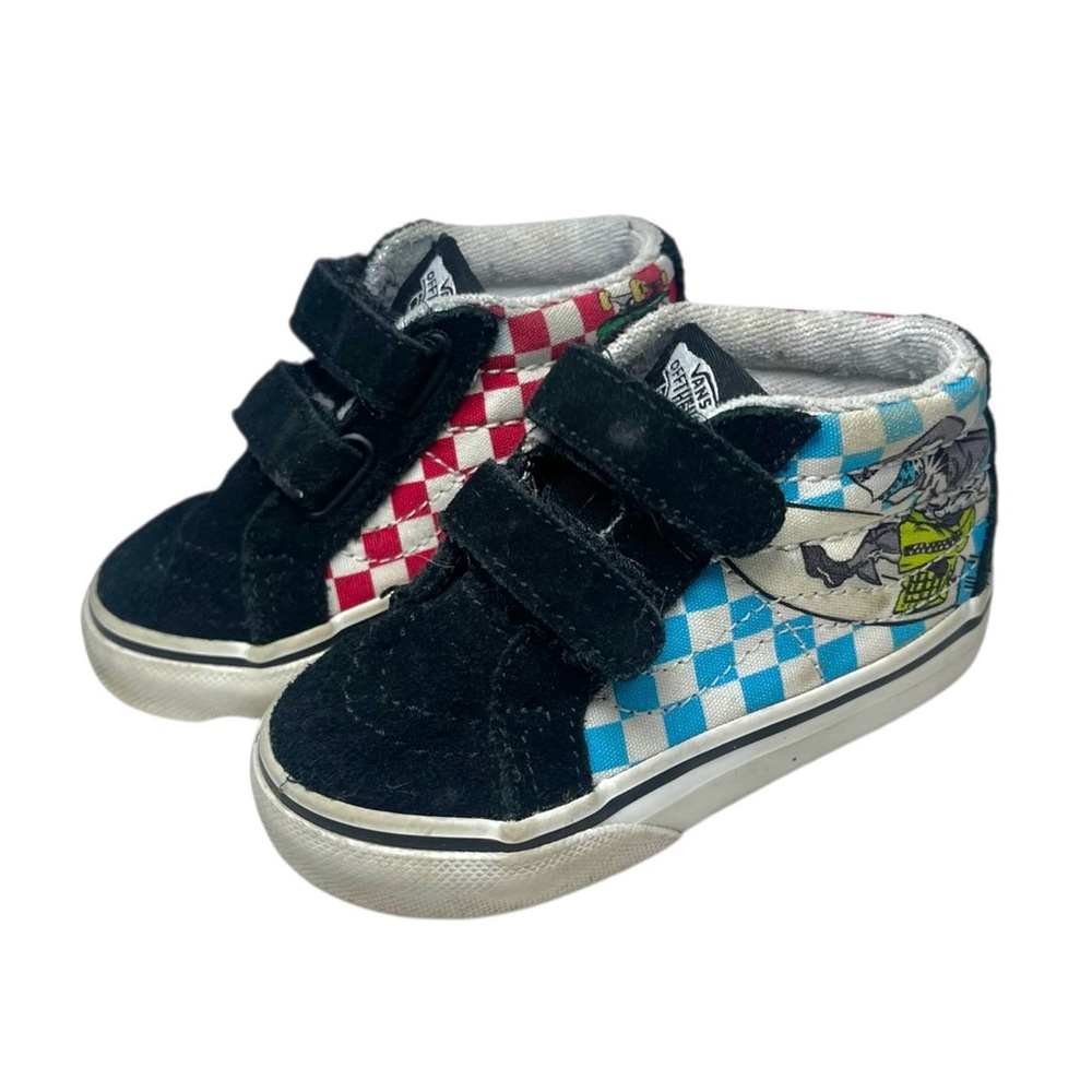 Vintage Vans Toddler 2000s Y2K Checkerboard High-Top Sneakers Red Blue Kids 5.5